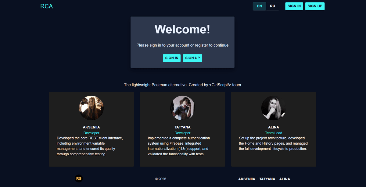 Rest Client App screen